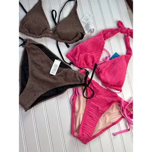 NWT Cupshe Lot of 4 Bikinis Oceanside Charm & Pink Textured Halter Swimsuit Sz M thumbnail 4