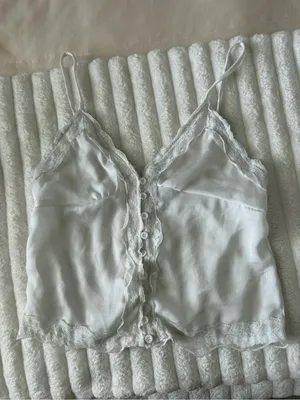 Princess Polly White Satin Lace-Trim Button Cami thumbnail 1