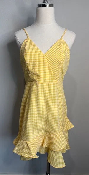 Altard State Yellow Gingham Ruffle Mini Sundress Size M New thumbnail 1