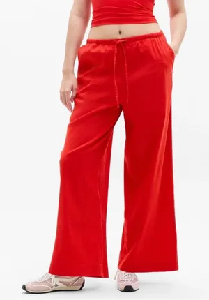 Athleta Paradise Wide Leg Pant Red XS Tall Drawstring NEW thumbnail 1