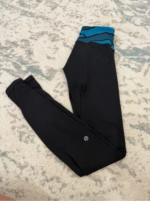 Lululemon Vintage Low Rise Leggings Teal Waistband Size 4 Y2K thumbnail 4