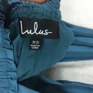 Lulus Unforgettable Night Maxi Dress XS Teal Blue Satin Halter Open Back Beach thumbnail 5