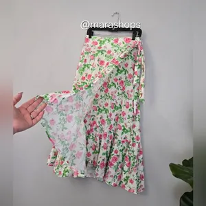 Hill House Mirabel Midi Wrap Skirt Pink Roses thumbnail 6