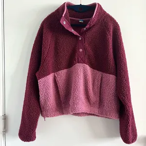 Old Navy Red Lacquer Long-Sleeve Oversized Two-Tone Sherpa Sweatshirt - S thumbnail 3
