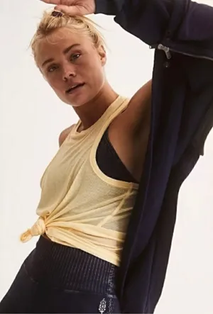 Free People Yellow Very Varsity Tank Size Medium thumbnail 1