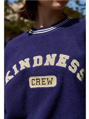 THE MAYFAIR GROUP kindness crewneck teddy fitted crewneck in blue thumbnail 3