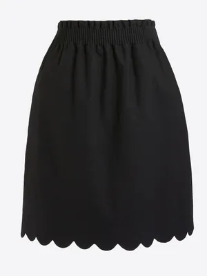 J. Crew Scalloped Side Walk Linen Blend Skirt Women’s Size 12 Black Pull On thumbnail 2