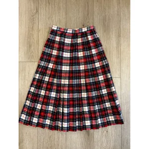 Vintage Young Pendleton Wool Wrap Kilt Skirt Red Navy Plaid Pleated Midi USA 8 thumbnail 6