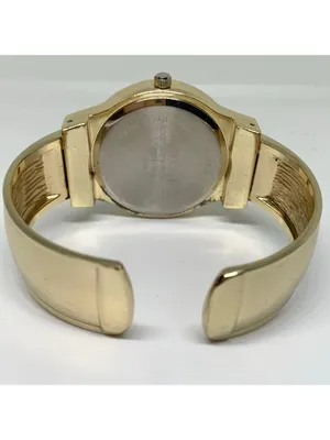 Studio women’s watch gold tone dial cuff bracelet size 7” quartz 38mm running thumbnail 4