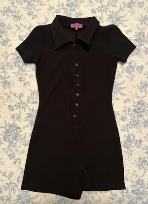 Edikted Black Lucia Ribbed Romper thumbnail 2