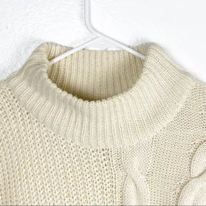 POOF New York Ivory Knit Mock Neck Long Sleeves Sweater Size Large Neutral Cozy thumbnail 7