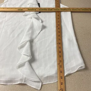TOMMY HILFIGER White Sleeveless Ruffle Front Top M Lined Blouse thumbnail 14