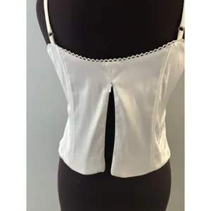 Lace Up Corset Top Size 10 White Spaghetti Straps Renaissance Regency Victorian thumbnail 3