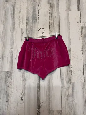 Juicy Couture Sleepwear Velour Shorts Womens Medium Hot Pink Rhinestone Logo thumbnail 3