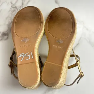 Nine West Jill Metallic Gold Classic Espadrille Wedge Sandals Size 9 thumbnail 7