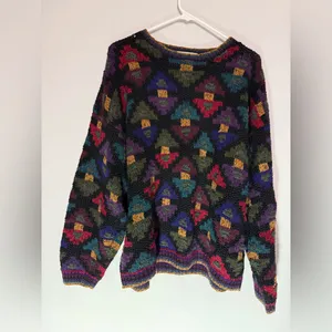 VTG NORTHERN ISLES Nordic Grandpa Sweater Funky Chunky Knit Multi Color Size XL thumbnail 3