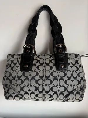 Coach Black  Grey Shoulder Bag Signature thumbnail 2