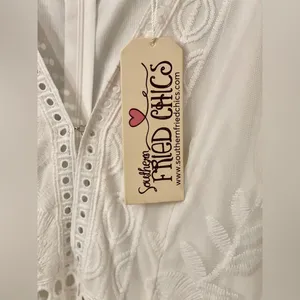 Southern Fried Chicks. Size L. White Long Embroidered Dress. New with Tags!!! thumbnail 6