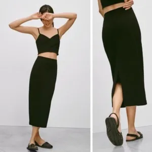 Aritzia Babaton Merino Wool Johan Skirt Black thumbnail 2