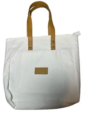 Cozy Earth‎ White Zippered Canvas Tote Bag thumbnail 1