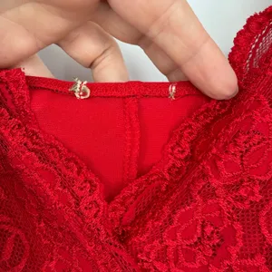 Chemise Nightie Slip Dress Women Small Red Lace‎ V-Neck Tie Back Mini Romantic thumbnail 4