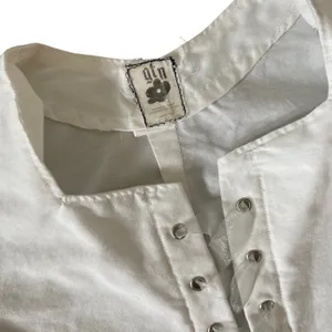 Reworked cottagecore puff sleeve lace up blouse 🔥 White thumbnail 2