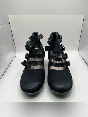 OTBT Mary Jane Biker Wedge black size 7 buckle distressed EUC thumbnail 2