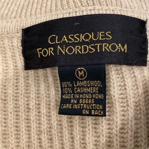 Classiques for Nordstrom Knit Zip Cardigan Tan Size M Lambswool Cashmere preppy thumbnail 4