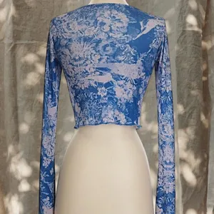 Urban Outfitters Blue Floral Cowl Neck Long Sleeve thumbnail 2