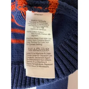 Madewell rolled neck cotton long sleeve sweater navy orange stripe medium‎ thumbnail 6