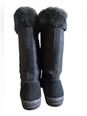 Aetrex Black Lace-Up Tall Winter Boots with Faux Fur Collar,Size 7.5-8 thumbnail 4