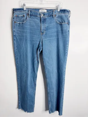 Abercrombie & Fitch 90s Straight Mid‎ Rise Raw Hem 33/16R Minimalist Casual thumbnail 2