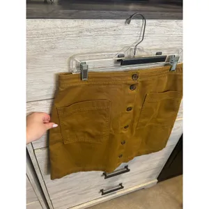 Old Navy Womens Mustard Yellow Button Front Twill Mini Skirt Size 12 NWT thumbnail 3