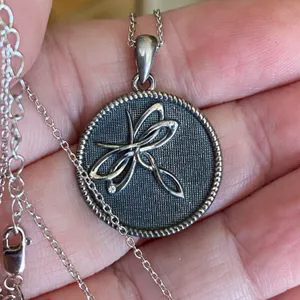 Dragonfly Sterling Silver Charms CZ Necklace thumbnail 4