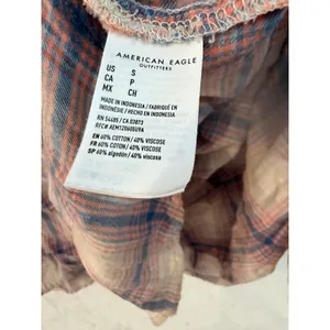 American Eagle Plaid Button Down Shirt Womens Small Oversized Roll Tab thumbnail 8