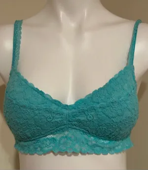 AERIE Turquoise Blue Floral Lace Padded Bralette Adjustable Straps Sz M thumbnail 1