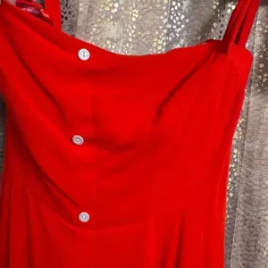 Capulet Cherry Red Giulia Button Front Tie Sleeve Mini Dress Medium thumbnail 3