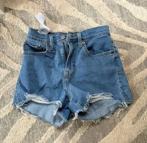 Women’s Levi’s high waisted distressed jean shorts 24 thumbnail 1