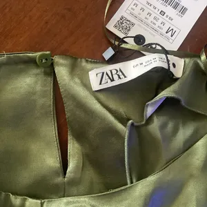 Zara Olive Green Satin Blouse thumbnail 5
