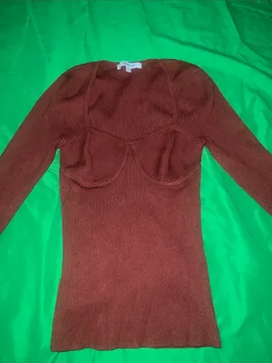 Madewell Brown Ribbed Scoop-Neck Long Sleeve Sweater size XS thumbnail 3