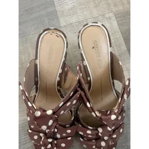 Gianni Bini Brown Polka Dot Bow Kitten Heel Mules | Size 7.5 thumbnail 4