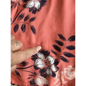 Gap Orange/Black/White Floral Blouse 3/4 Sleeve Size S Pleated‎ Button Up thumbnail 9