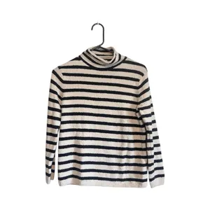 J. Crew Navy & White/Cream Striped Cozy Rollneck Pullover Sweater thumbnail 5