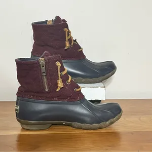 Sperry Top-Sider Saltwater‎ Quilted Duck Boots Womens Wine Color Size 5M thumbnail 2