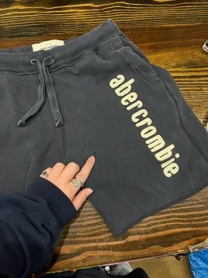Vintage Y2K Abercrombie & Fitch Fleece Low Rise Navy Blue Sweatshorts S/M Lounge thumbnail 5