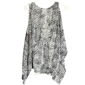 Simply Vera‎ Vera Wang Womens Size Large Tank Top Open Front Vest Black White thumbnail 3