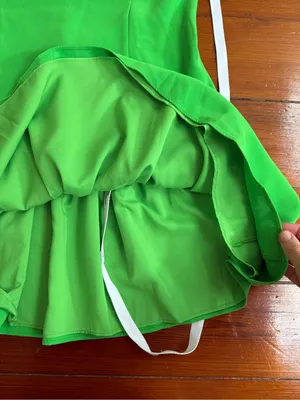NWT Amanda Uprichard Apple Green Drop Waist Square Neck Mini Dress Sz M 🧡🍄 thumbnail 12