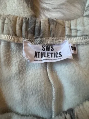 SWS Athletics White and Grey Branch Print Fleece Jogger Sweatpants Size M thumbnail 5