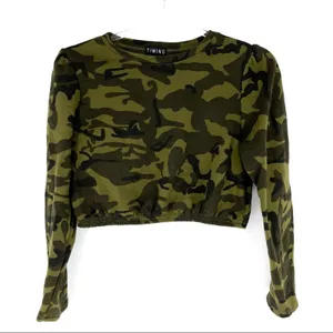 TIMING Long-sleeve Cropped Sweatshirt Camo‎ Print Boxy Fit Size M thumbnail 1