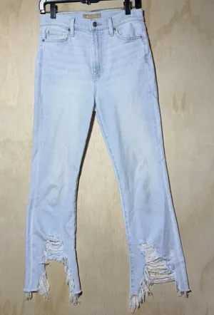7 For All Mankind‎ High Waist Slim Kick Jeans Women's 27 Distressed Raw Hem thumbnail 1
